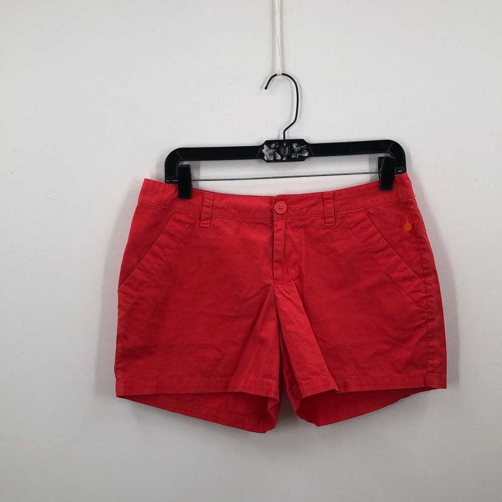 Columbia Boys Red Cotton Flat Front Side And Front Pockets Chino Shorts Size 6